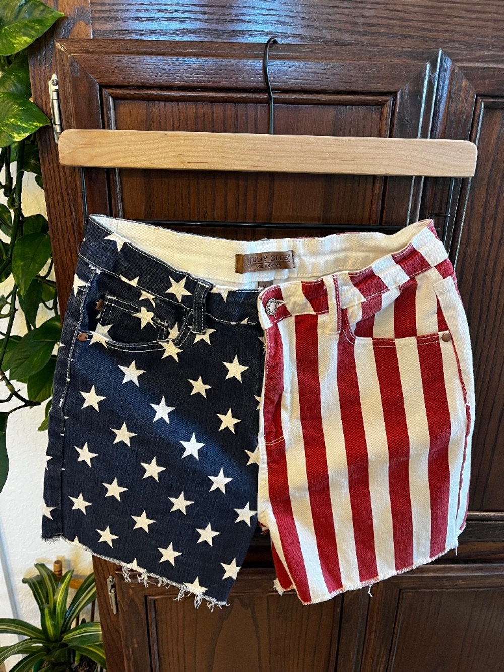 Women’s flag patriotic 4th of July Judy Blue shorts.Perfect for Sturgis/Rallies